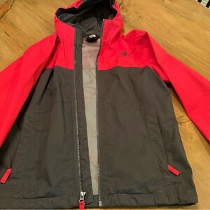 The North Face Kids Red and Gray Raincoat